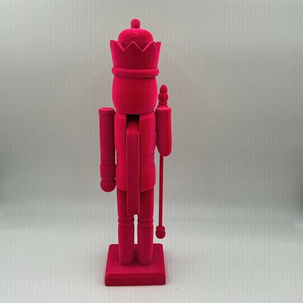 15 Inch Pink Flocked Nutcracker King Figurine Christmas Holiday Decor New